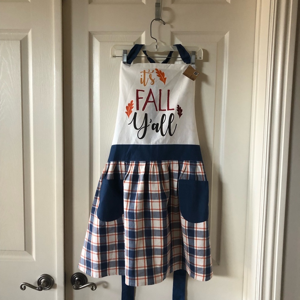Fall Themed Apron with Blue and Orange Accents
